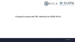 Proposal to amend the PBC reference for AEBS