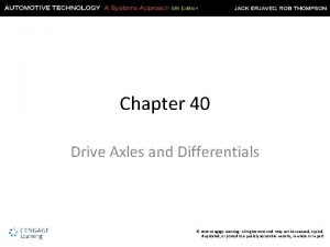 Chapter 40 Drive Axles and Differentials 2015 Cengage