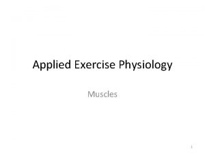 Applied Exercise Physiology Muscles 1 Muscle structure Made