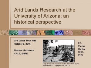 Arid Lands Research at the University of Arizona