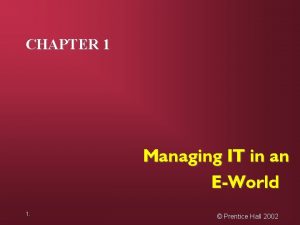 CHAPTER 1 Managing IT in an EWorld 1
