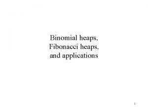 Binomial heaps Fibonacci heaps and applications 1 Binomial