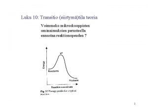 Luku 10 Transitio siirtymtila teoria Voimmeko mikroskooppisten ominaisuuksien