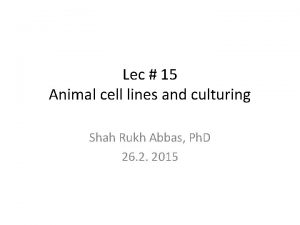 Lec 15 Animal cell lines and culturing Shah