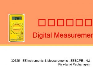 Digital Measuremen 303251 EE Instruments Measurements EECPE NU