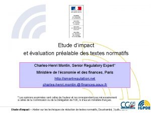 Etude dimpact et valuation pralable des textes normatifs