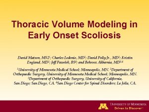 Thoracic Volume Modeling in Early Onset Scoliosis David