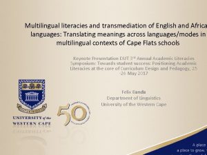 Multilingual literacies and transmediation of English and Africa