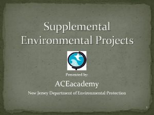 Supplemental Environmental Projects Presented by ACEacademy New Jersey