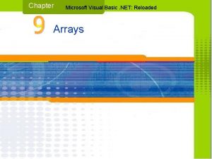 Chapter Microsoft Visual Basic NET Reloaded Arrays Objectives