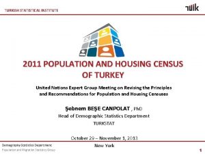 TURKISH STATISTICAL INSTITUTE 2011 POPULATION AND HOUSING CENSUS