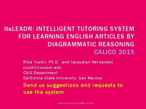 Its LEADR INTELLIGENT TUTORING SYSTEM FOR LEARNING ENGLISH