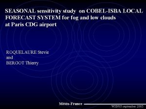 SEASONAL sensitivity study on COBELISBA LOCAL FORECAST SYSTEM