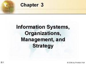 Chapter 3 Information Systems Organizations Management and Strategy