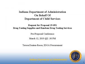 Indiana Department of Administration On Behalf Of Department