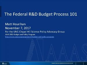 The Federal RD Budget Process 101 Matt Hourihan