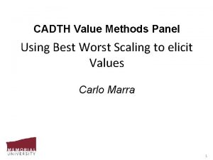 CADTH Value Methods Panel Using Best Worst Scaling
