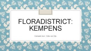 FLORADISTRICT KEMPENS Gemaakt door Odile van Dijk Inhoud