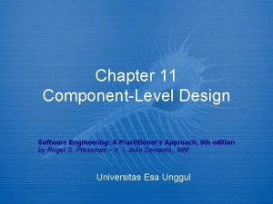 Chapter 11 ComponentLevel Design Software Engineering A Practitioners