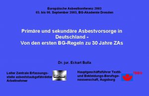 Europische Asbestkonferenz 2003 03 bis 06 September 2003