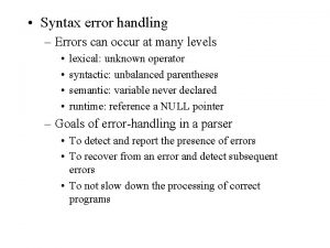 Syntax error handling