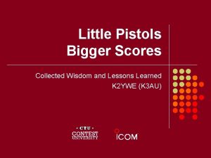 Little Pistols Bigger Scores Collected Wisdom and Lessons