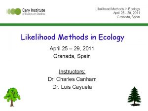 Likelihood Methods in Ecology April 25 29 2011