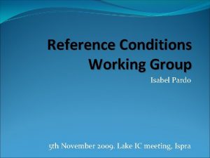 Reference Conditions Working Group Isabel Pardo 5 th