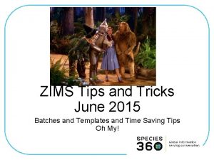 ZIMS Tips and Tricks June 2015 Batches and