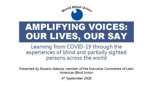 AMPLIFYING VOICES OUR LIVES OUR SAY Learning from