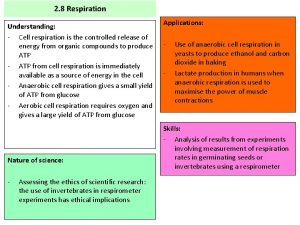 2 8 Respiration Understanding Cell respiration is the