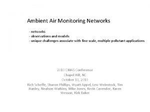 Ambient Air Monitoring Networks networks observations and models