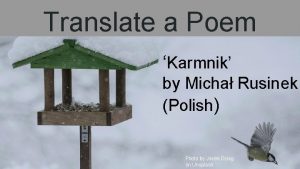 Translate a Poem Karmnik by Micha Rusinek Polish