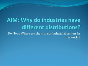 AIM Why do industries have different distributions Do