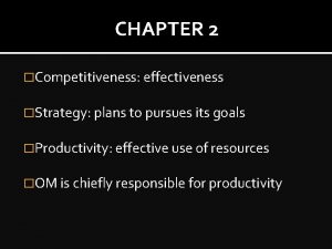 CHAPTER 2 Competitiveness effectiveness Strategy plans to pursues