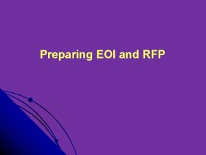 Preparing EOI and RFP Expression of Interest EOI