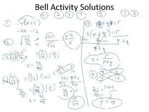 Bell Activity Solutions Bell Activity Solutions E O