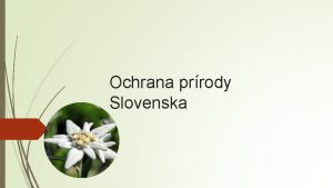 Ochrana prrody Slovenska Ak chceme Slovensko Chrnime o