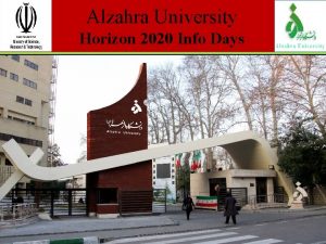 Alzahra University Horizon 2020 Info Days Horizon 2020