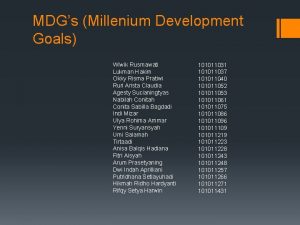 MDGs Millenium Development Goals Wiwik Rusmawati Lukman Hakim