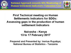 National Approach towards SDG Monitoring of Human Settlement