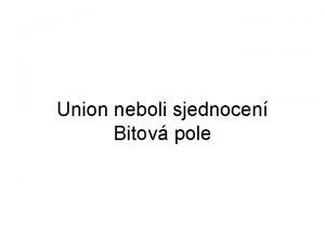 Union neboli sjednocen Bitov pole Struktura datov typ