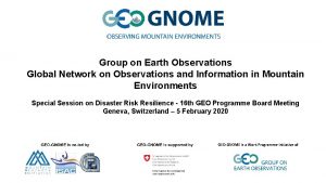 Group on Earth Observations Global Network on Observations