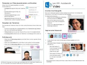 Verwenden von Videosteuerelementen und Ansichten Lync 2013 Kurzbersicht