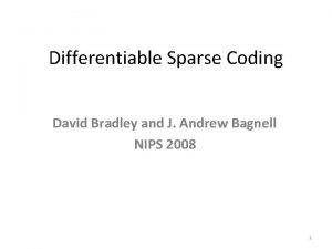 Differentiable Sparse Coding David Bradley and J Andrew