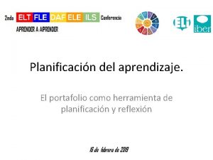 Planificacin del aprendizaje El portafolio como herramienta de