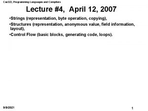 Cse 322 Programming Languages and Compilers Lecture 4