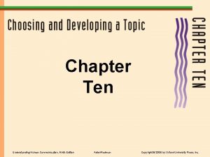 Chapter Ten Understanding Human Communication Ninth Edition AdlerRodman