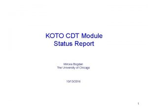 KOTO CDT Module Status Report Mircea Bogdan The