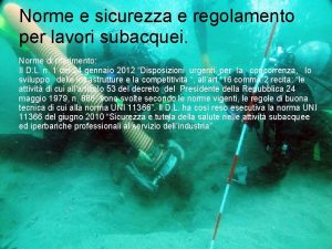 Norme e sicurezza e regolamento per lavori subacquei